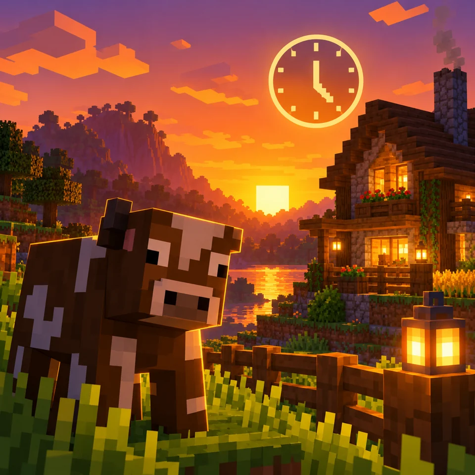 Artwork for Nightfall Clock, for Minecraft.