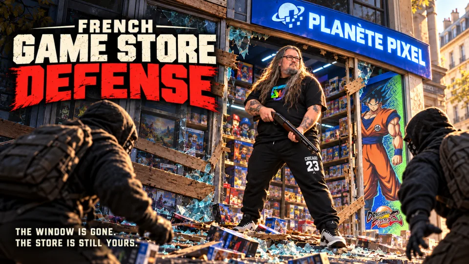 French Game Store Defense game artwork