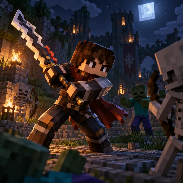 Minecraft fighter holding a new fantasy weapon