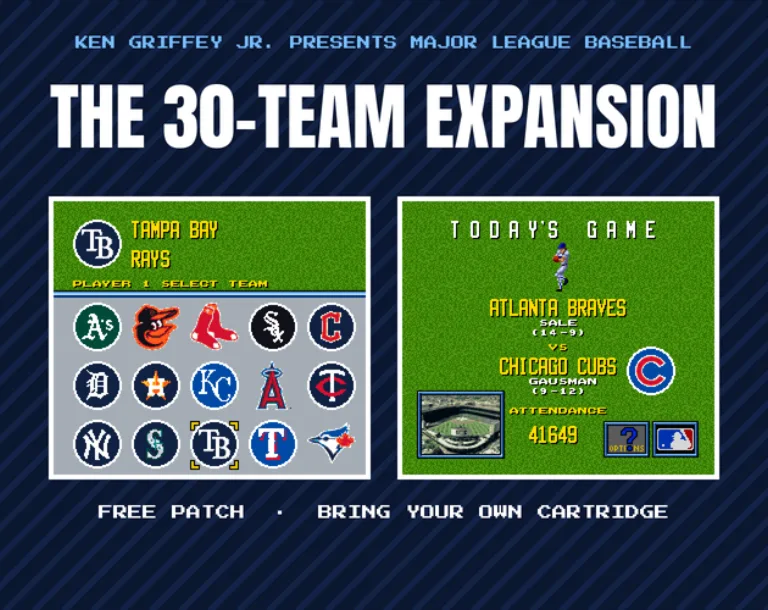 Creator image showing the Griffey 30-team expansion game screens