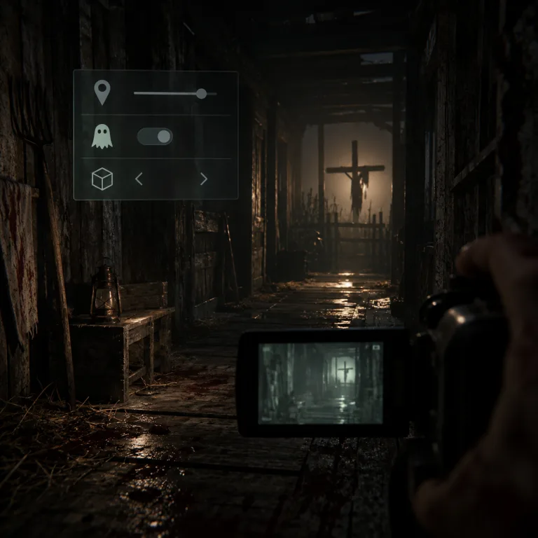 Outlast 2 interior scene with an in-game settings menu
