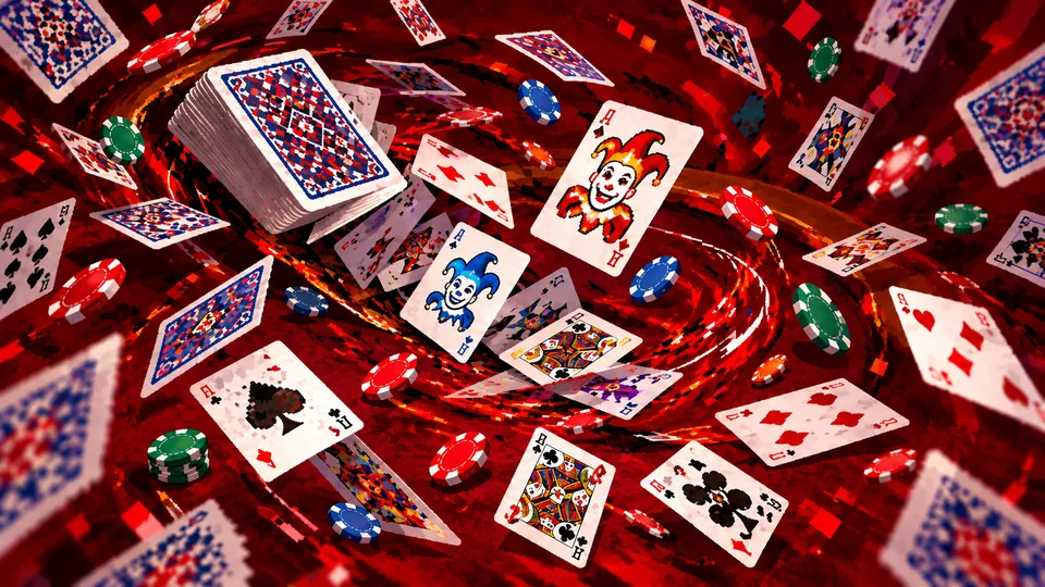 Illustrated Balatro-style cards with random rule symbols