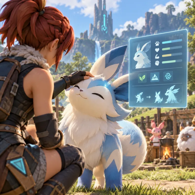 Pal and its traits shown beside a player in Palworld