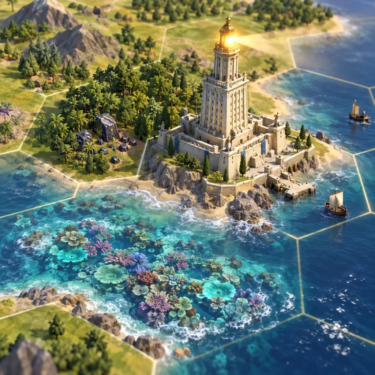 Civilization VI wonder with resources visible beneath nearby terrain
